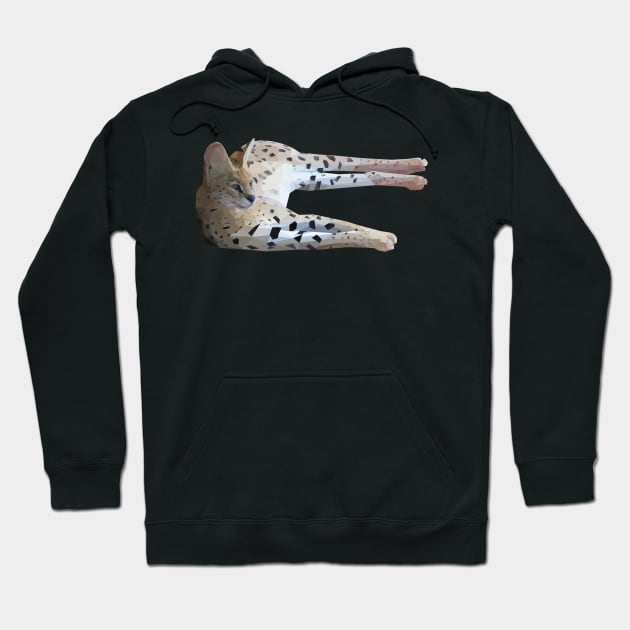 Low Poly Serval Lying Down Hoodie by ErinFCampbell